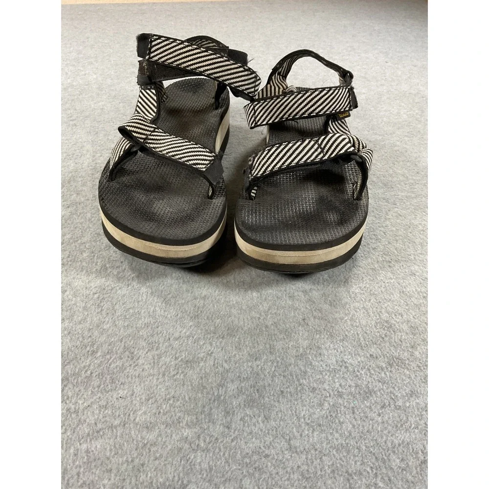Teva Midform Universal Platform Sandals Black White Stripe Womens 8 S/N 1013111